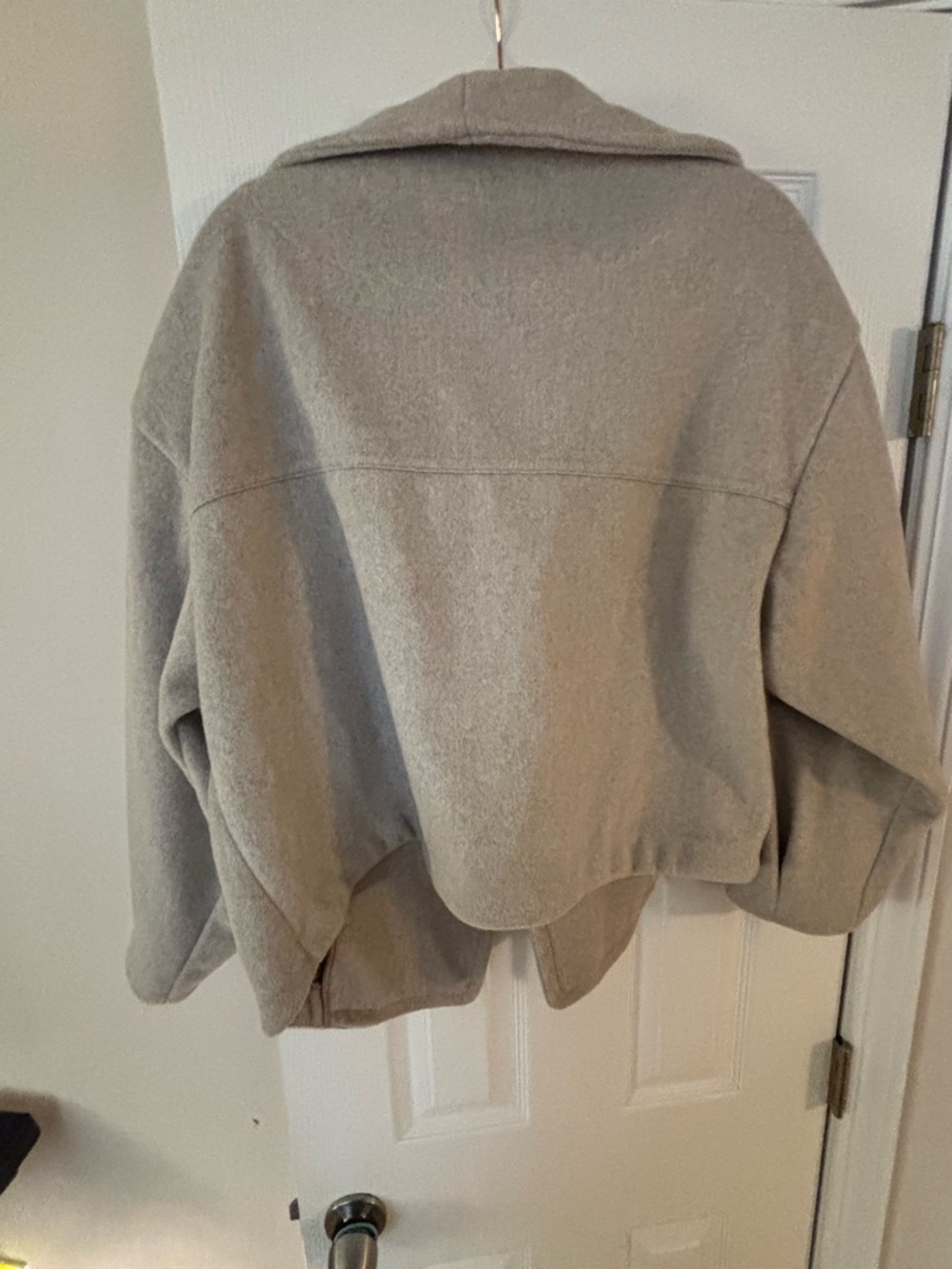 Free People Light beige gray Draped Shawl Collar Pea Coat - Picture 3 of 6